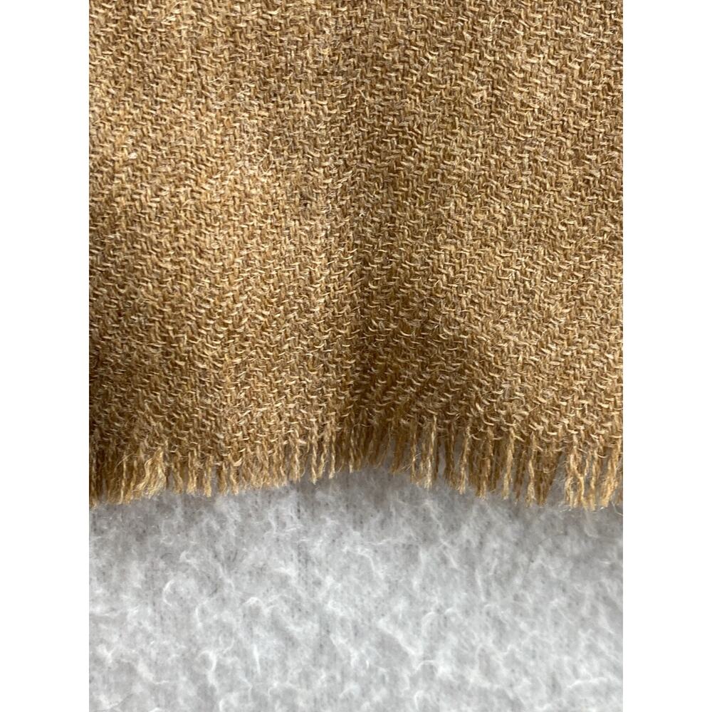 Wool Scarf Shawl Kashmiri Wrap Embroidered Floral Oversized Fringe Camel Brown - Picture 6 of 11